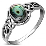 Celtic Stone Ring w Abalone, r464